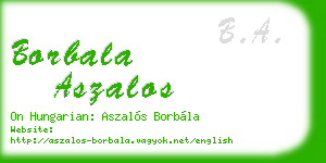 borbala aszalos business card