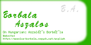 borbala aszalos business card